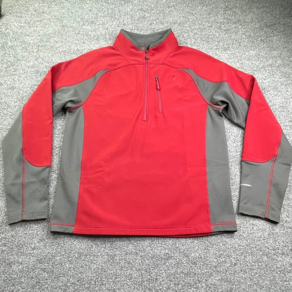 The North Face Pullover Men's M Red Grey FlashDry 1/4 Zip